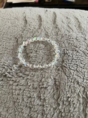 Iridescent Clear Crystal Bead Stretch Bracelet